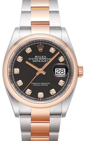 Rolex Datejust 36 126201 36mm Rose gold and Stainless steel Black