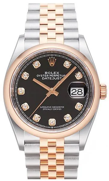 Rolex Datejust 36 126201 36mm Rose gold and Stainless steel Black