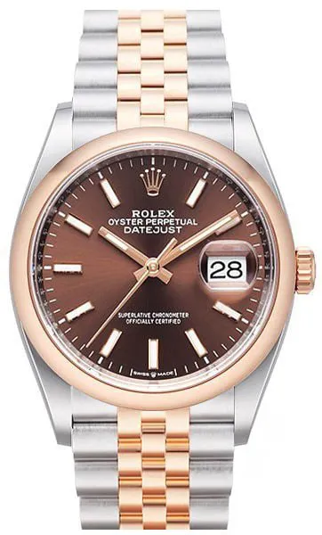 Rolex Datejust 36 126201 36mm Rose gold and Stainless steel Brown