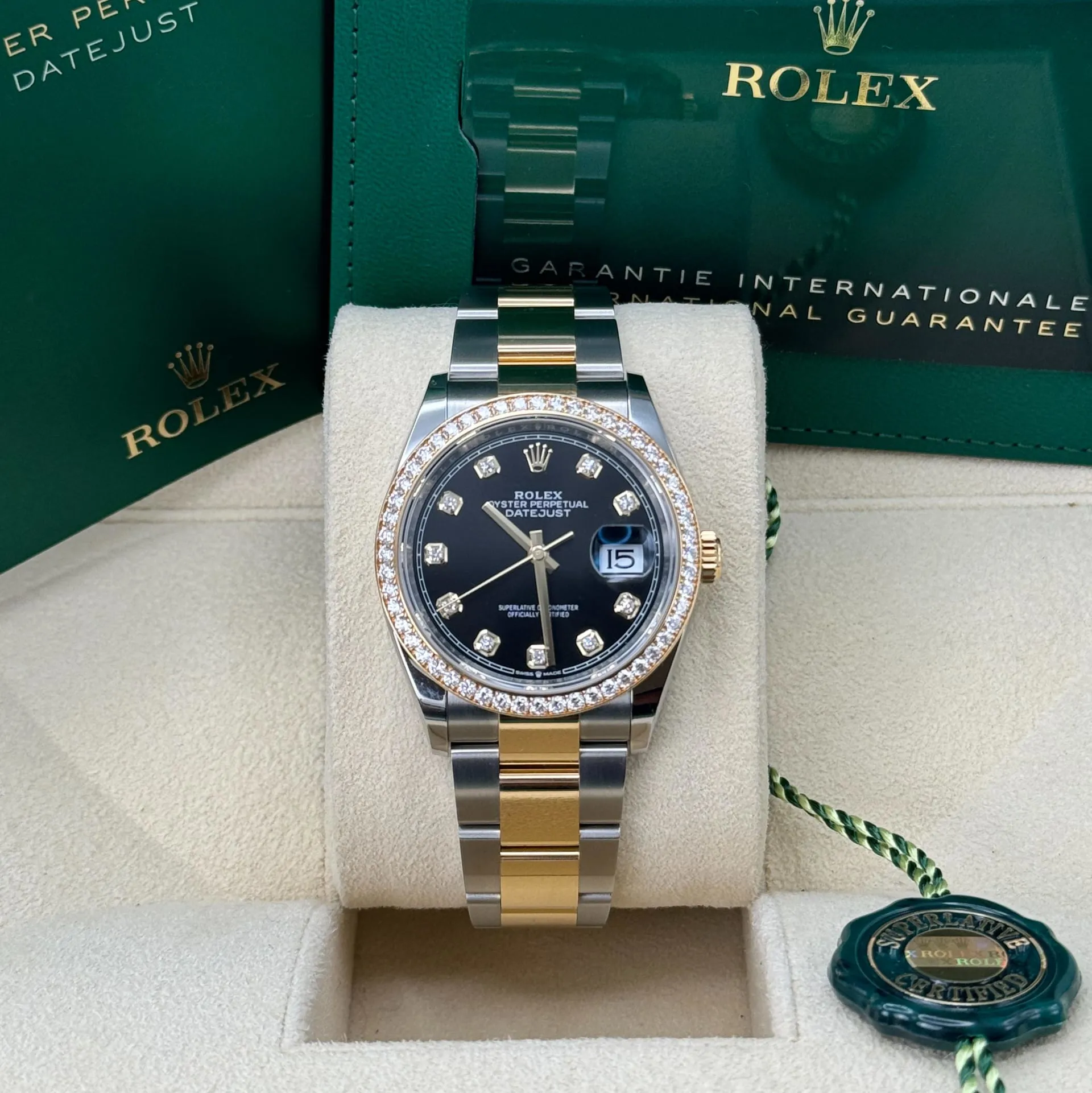 Rolex Datejust 126283RBR-0008 36mm Yellow gold and Oystersteel Black