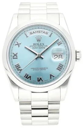 Rolex Day-Date 36 118206 36mm Platinum Blue