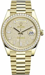 Rolex Day-Date 40 228348RBR Yellow gold Pave Diamond$Baguette