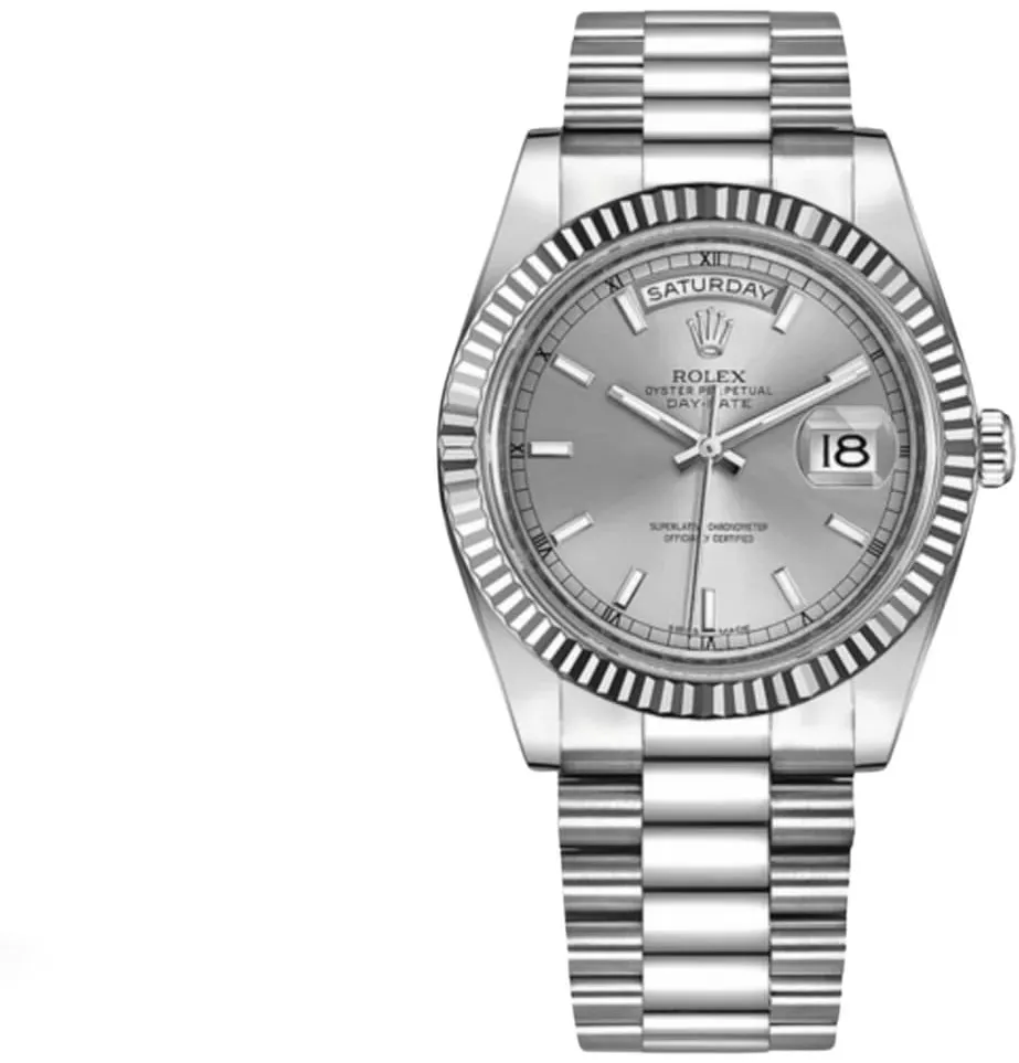 Rolex Day-Date II 218239 41mm White gold Silver