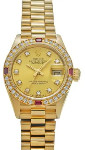 Rolex Lady-Datejust 69068 26mm Yellow gold Champagne