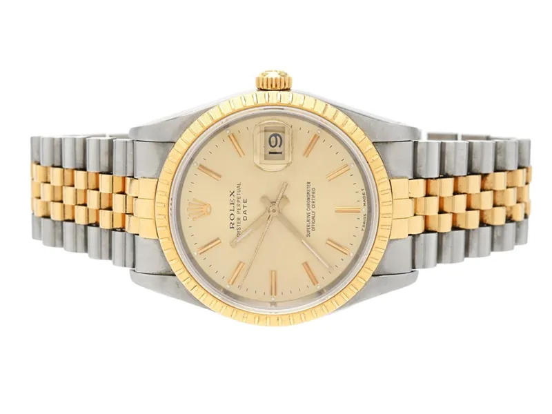 Rolex Oyster Perpetual Date 15223 34mm Yellow gold and Stainless steel Black