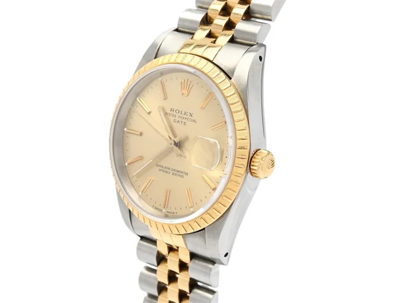 Rolex Oyster Perpetual Date 15223 34mm Yellow gold and Stainless steel Black 2