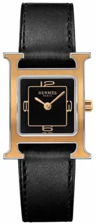 Hermès Heure H 053268WW00 Rose gold and Stainless steel Black