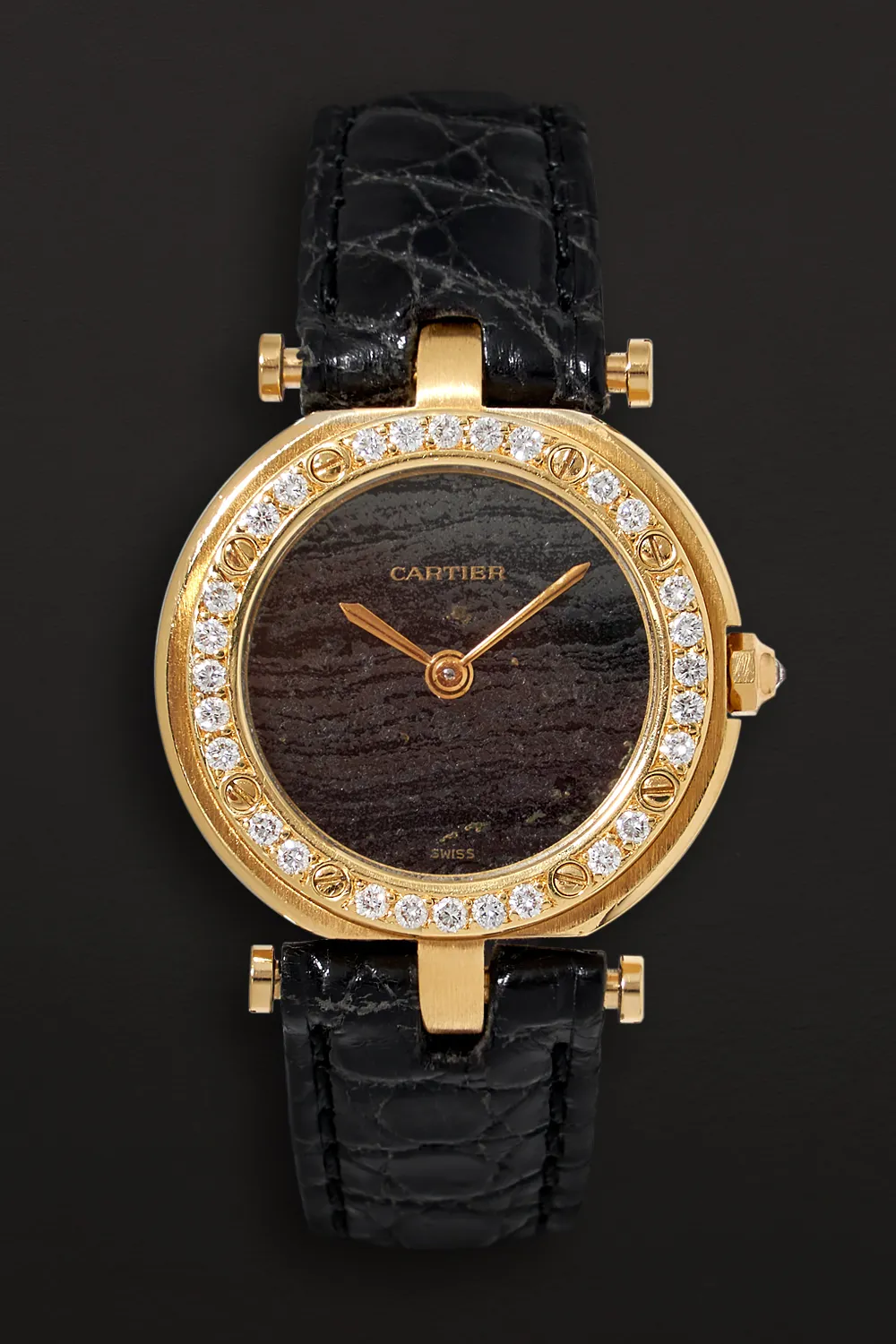 Cartier Santos Vendôme 27mm Yellow gold and Diamond Ferrite stone