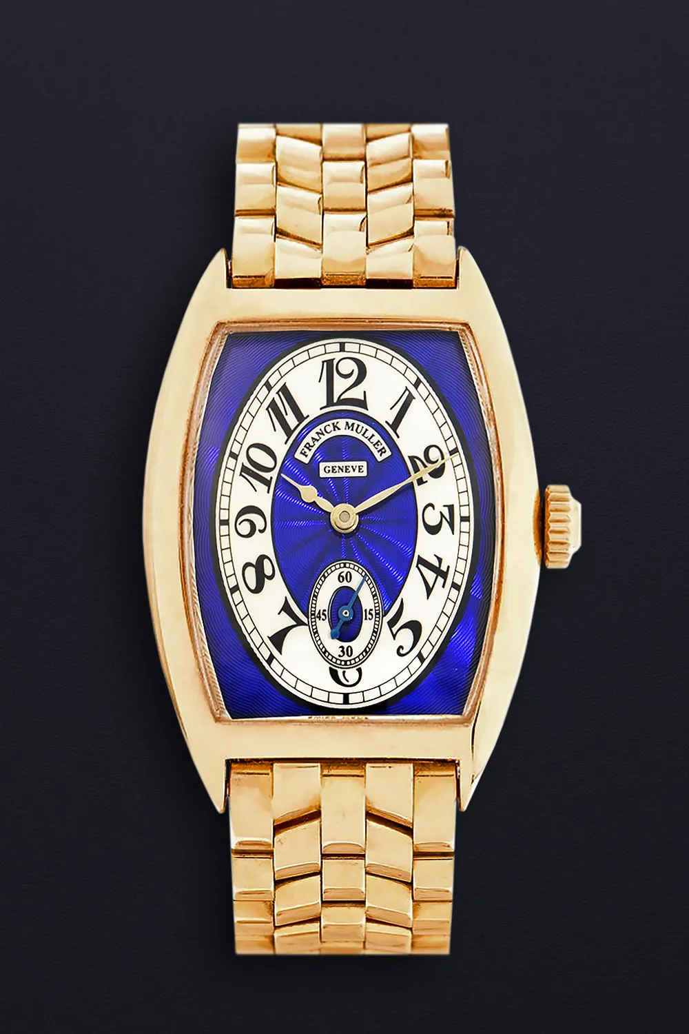 Franck Muller Cintree Curvex 1752-S3 29mm Yellow gold Blue