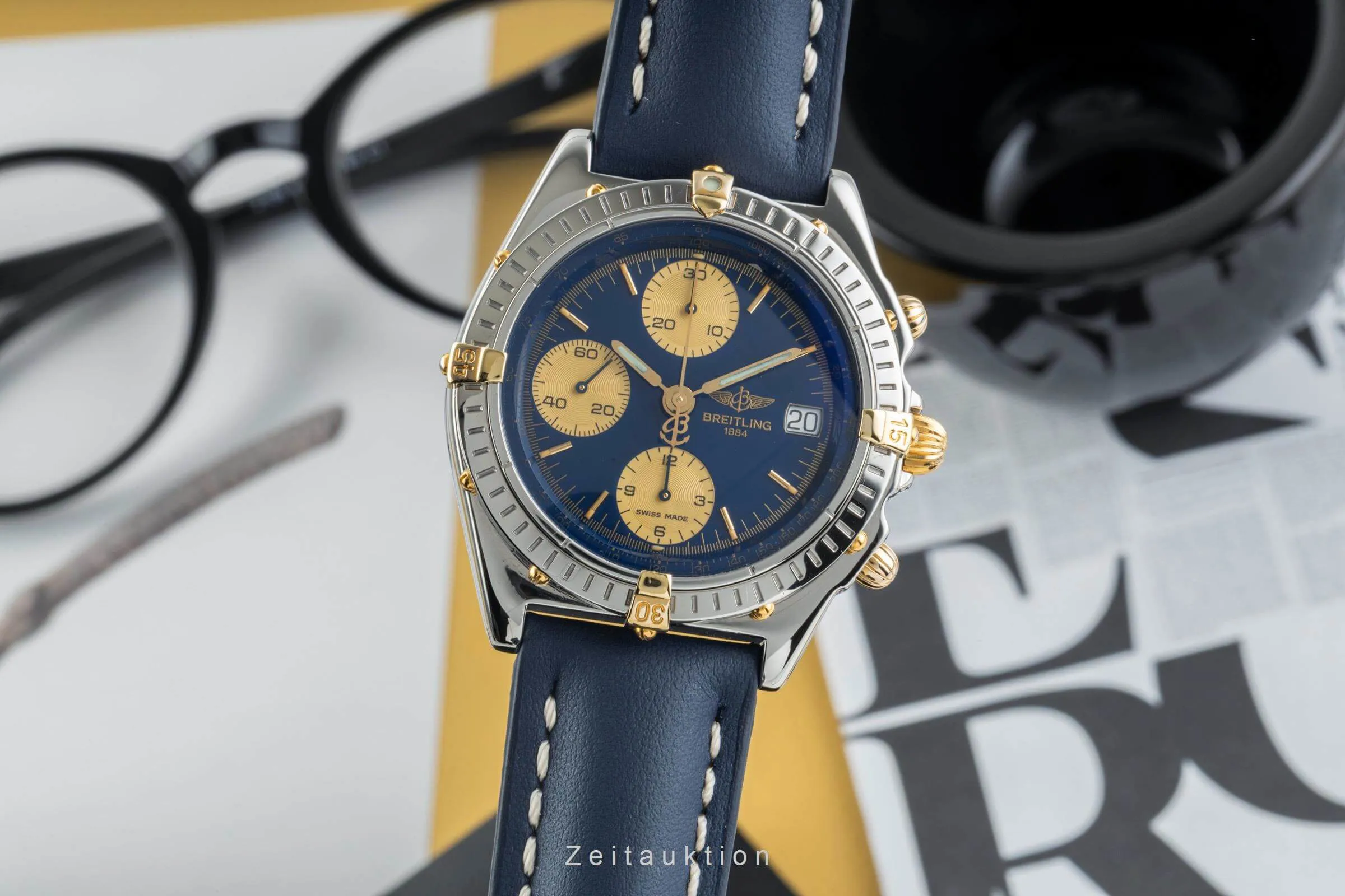 Breitling Chronomat B13050 39mm Yellow gold and Stainless steel Blue