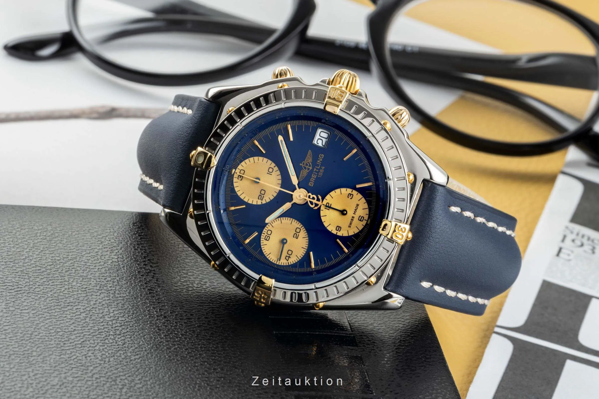 Breitling Chronomat B13050 39mm Yellow gold and Stainless steel Blue 1