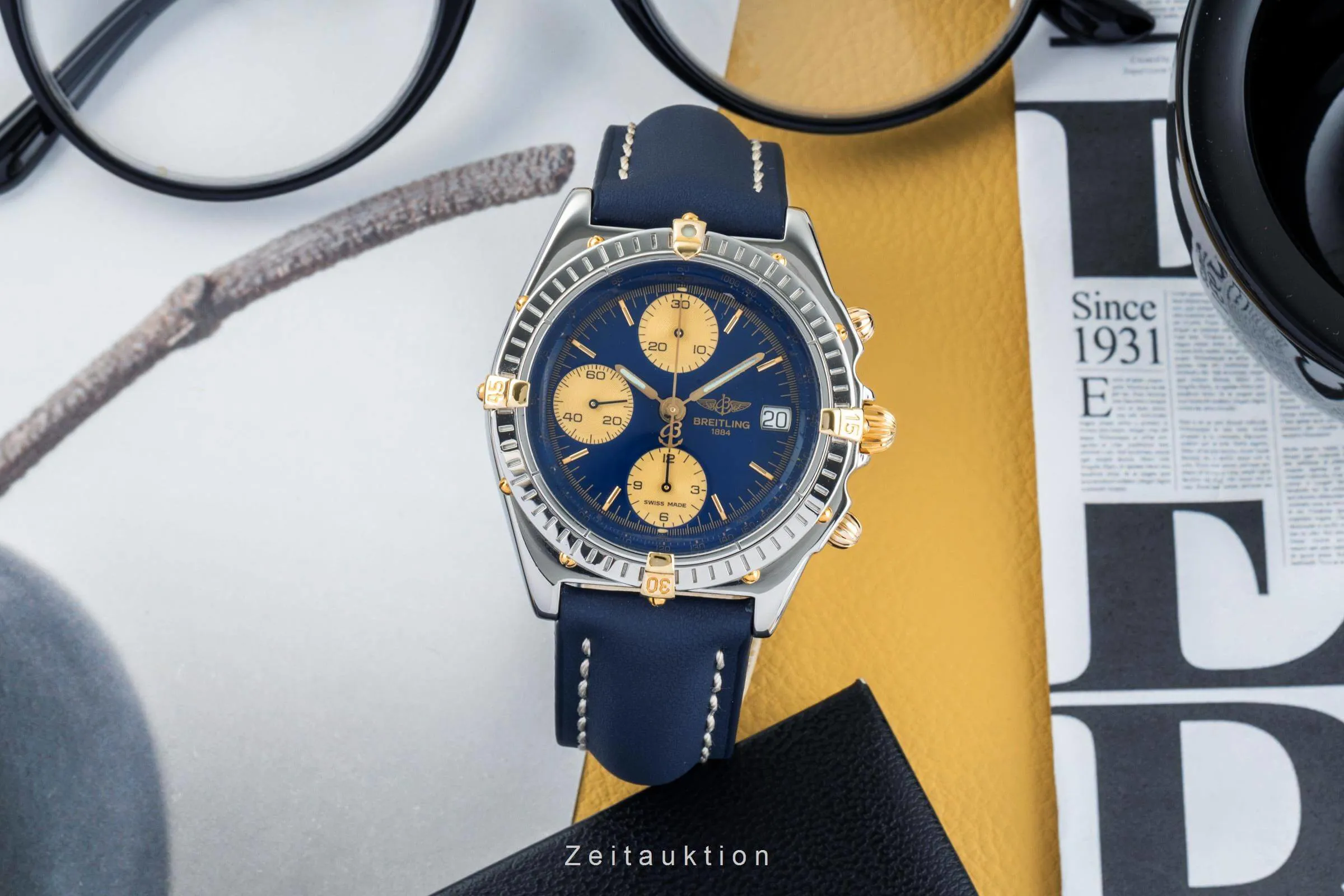 Breitling Chronomat B13050 39mm Yellow gold and Stainless steel Blue 2