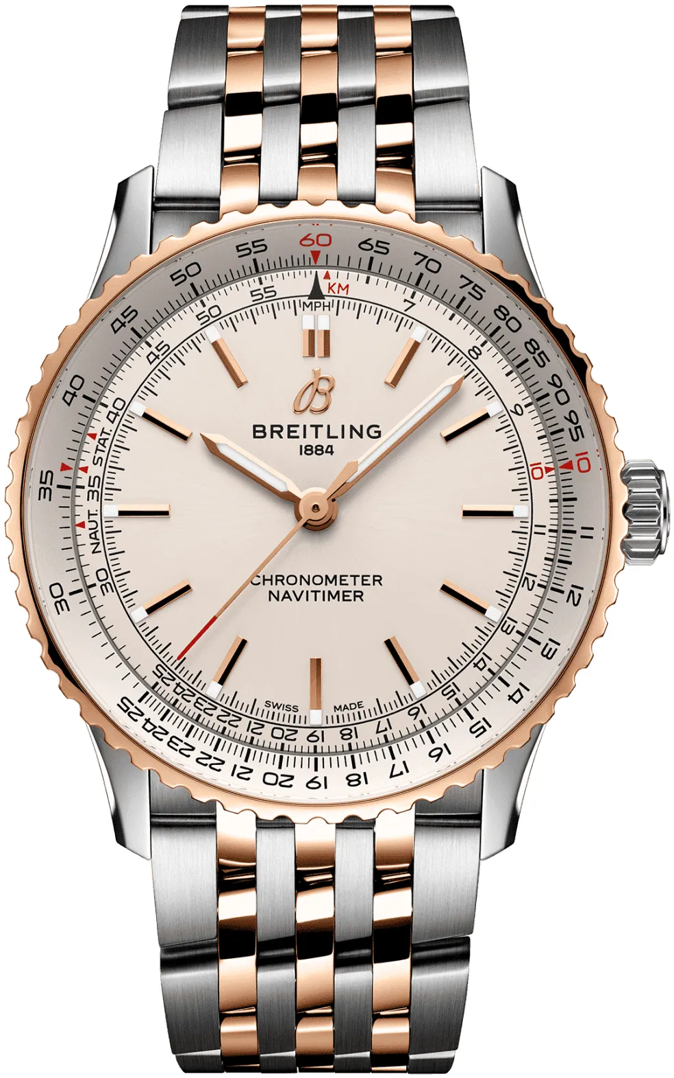 Breitling Navitimer U17329F41G1U1 41mm Yellow gold and stainless steel Beige