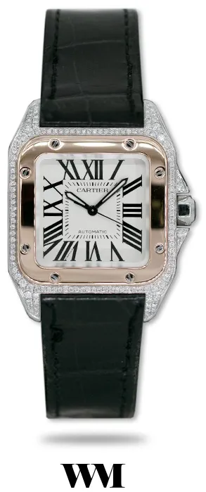 Cartier Santos 100 2878 33mm Yellow gold and stainless steel White