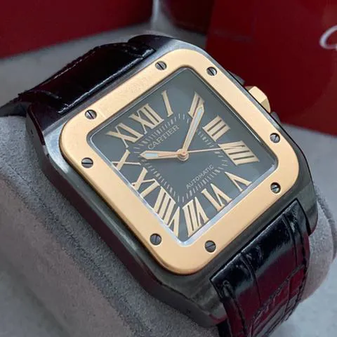 Cartier Santos W2020009 Yellow gold and Stainless steel Black