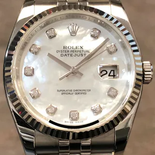 Rolex Datejust 36 116234-0078 White gold and Stainless steel White