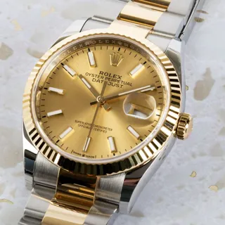 Rolex Datejust 36 126233-0016 Yellow gold and Stainless steel Champagne