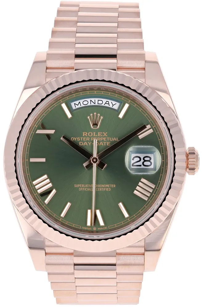 Rolex Day-Date 40 228235-0025 40mm Everose gold Green 12