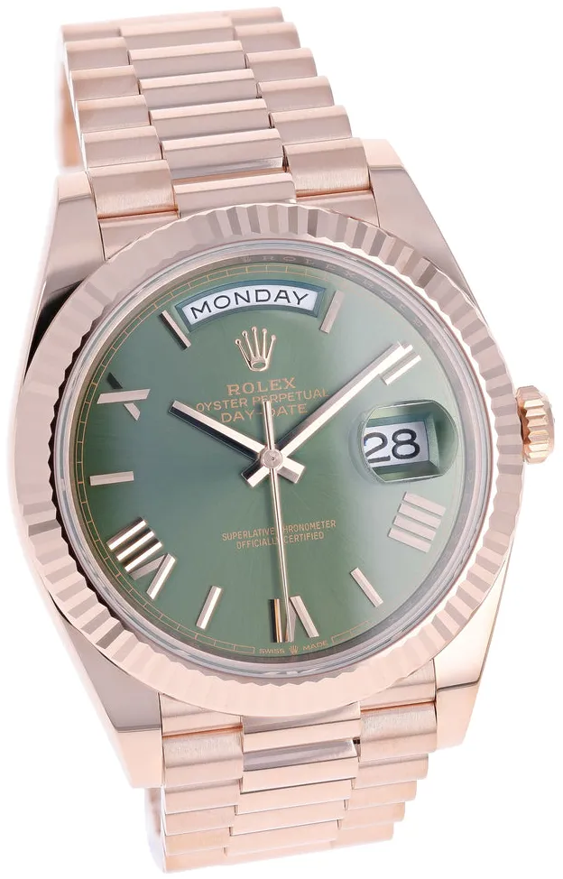 Rolex Day-Date 40 228235-0025 40mm Everose gold Green 3