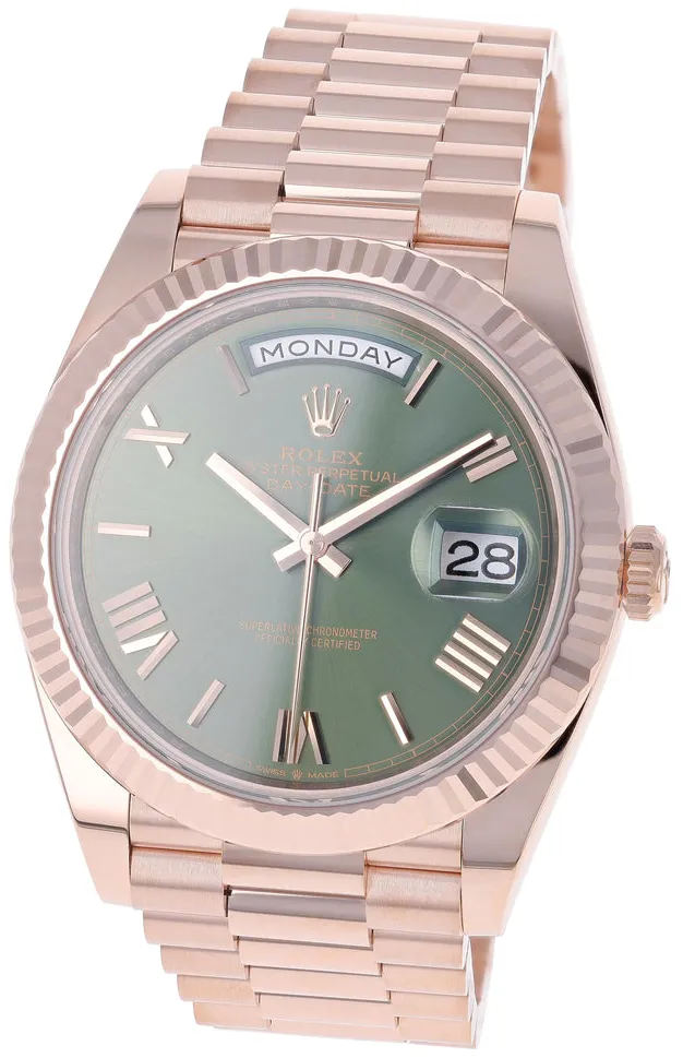 Rolex Day-Date 40 228235-0025 40mm Everose gold Green 4