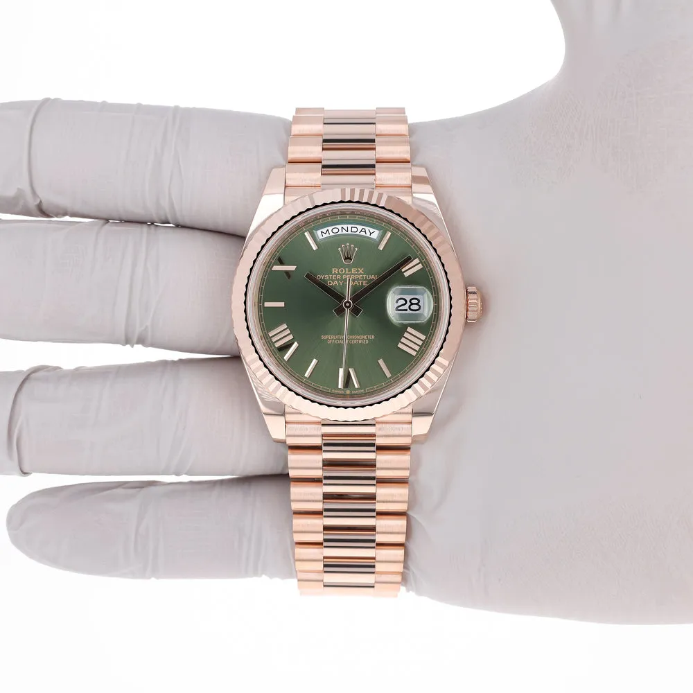 Rolex Day-Date 40 228235-0025 40mm Everose gold Green 14