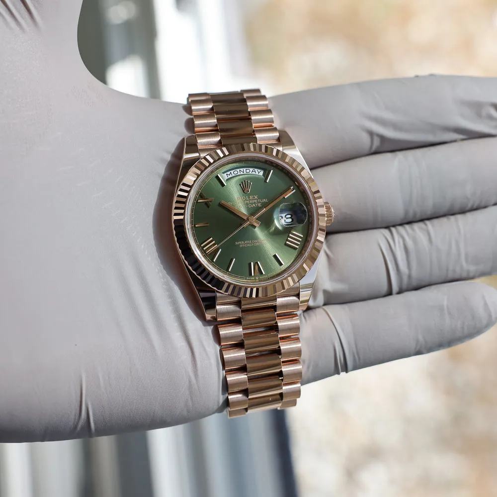 Rolex Day-Date 40 228235-0025 40mm Everose gold Green 6