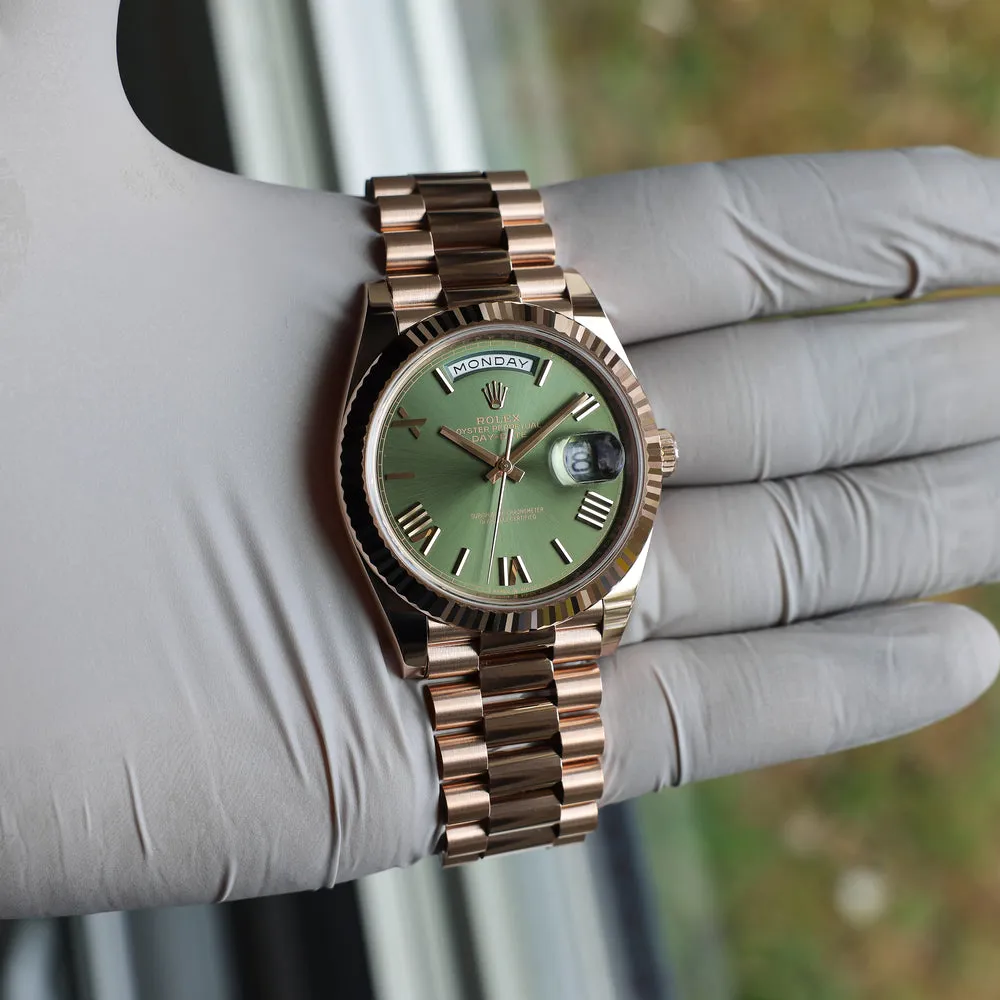 Rolex Day-Date 40 228235-0025 40mm Everose gold Green 7