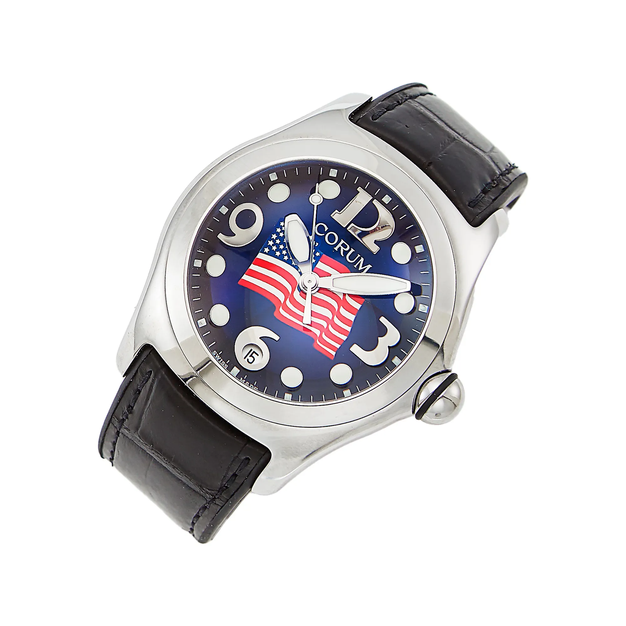 Corum American Flag Bubble 163.150.20 45mm Stainless steel Black