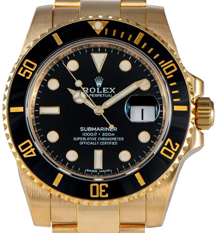 Rolex Submariner 116618LN 40mm Yellow gold Black