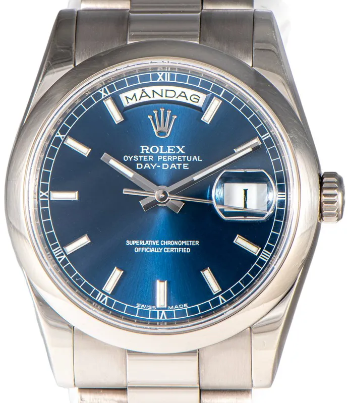 Rolex Day-Date 36 118209 36mm White gold Blue