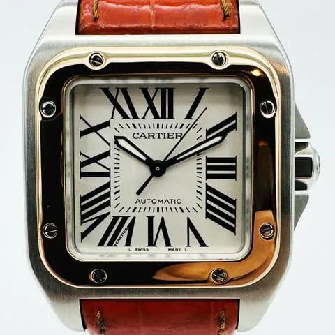 Cartier Santos 100 2878 33mm Yellow gold and Stainless steel White