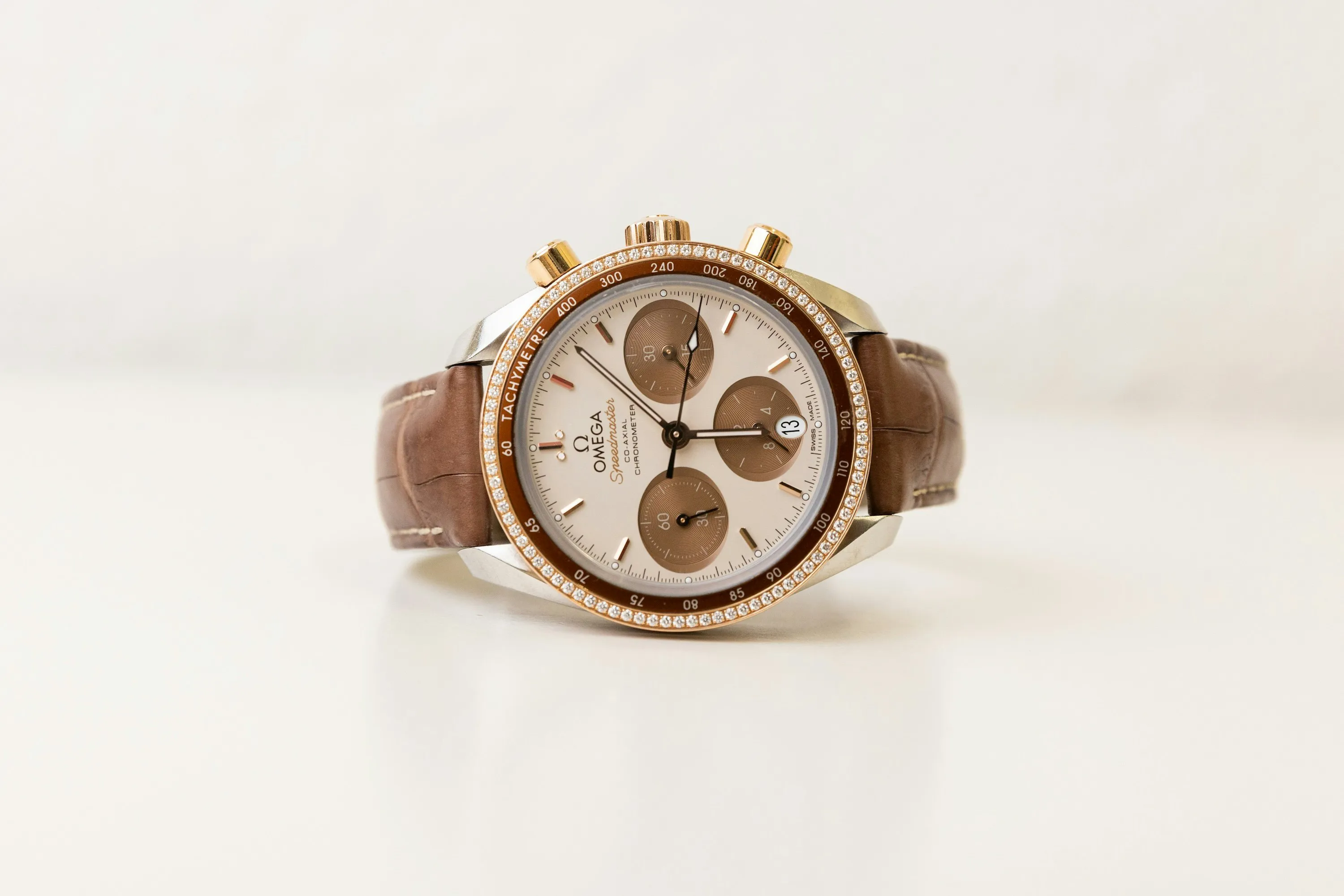 Omega Speedmaster 324.28.38.50.02.002 38mm Rose gold and Stainless steel and Diamond Cream 1