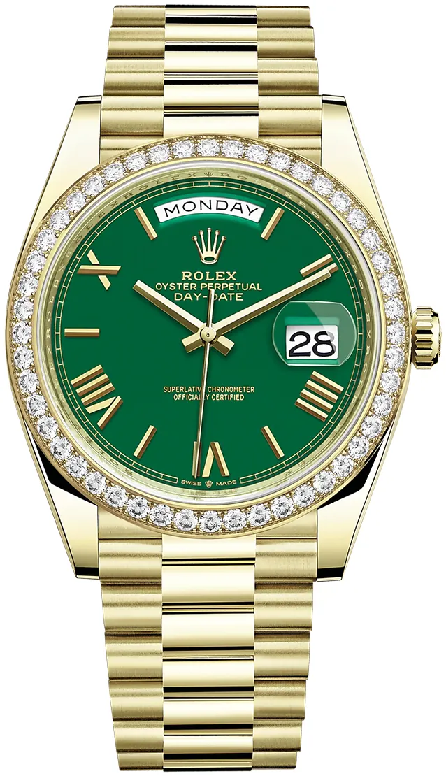 Rolex Day-Date 228348RBR-0040 40mm 18k yellow gold Green