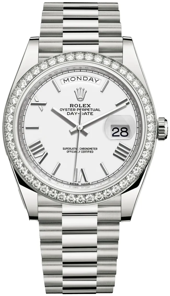 Rolex Day-Date 228349RBR-0039 40mm 18k white gold White