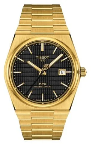 Tissot PRX Powermatic 80 T137.407.33.051.00 40mm Yellow gold and stainless steel Black