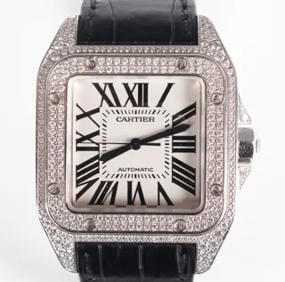 Cartier Santos 100 2744 White gold and Diamond Silver