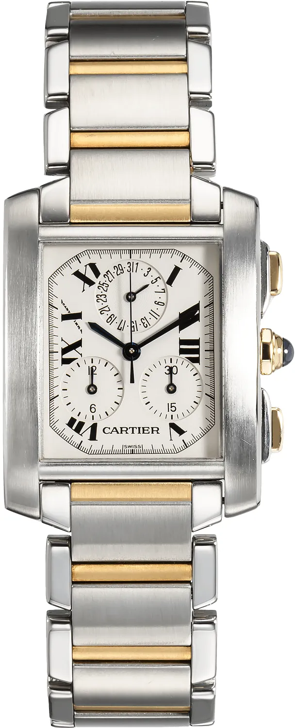 Cartier Tank Française W51004Q4 28mm Yellow gold and Stainless steel Silver Gray