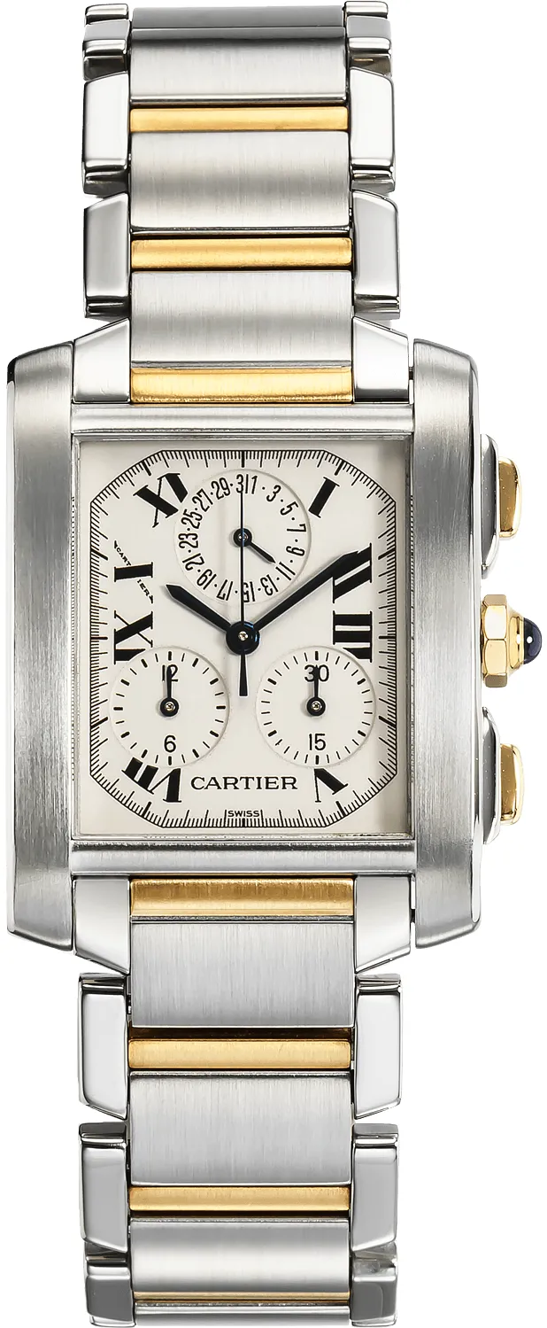 Cartier Tank Française W51004Q4 28mm Yellow gold and Stainless steel Silver Gray