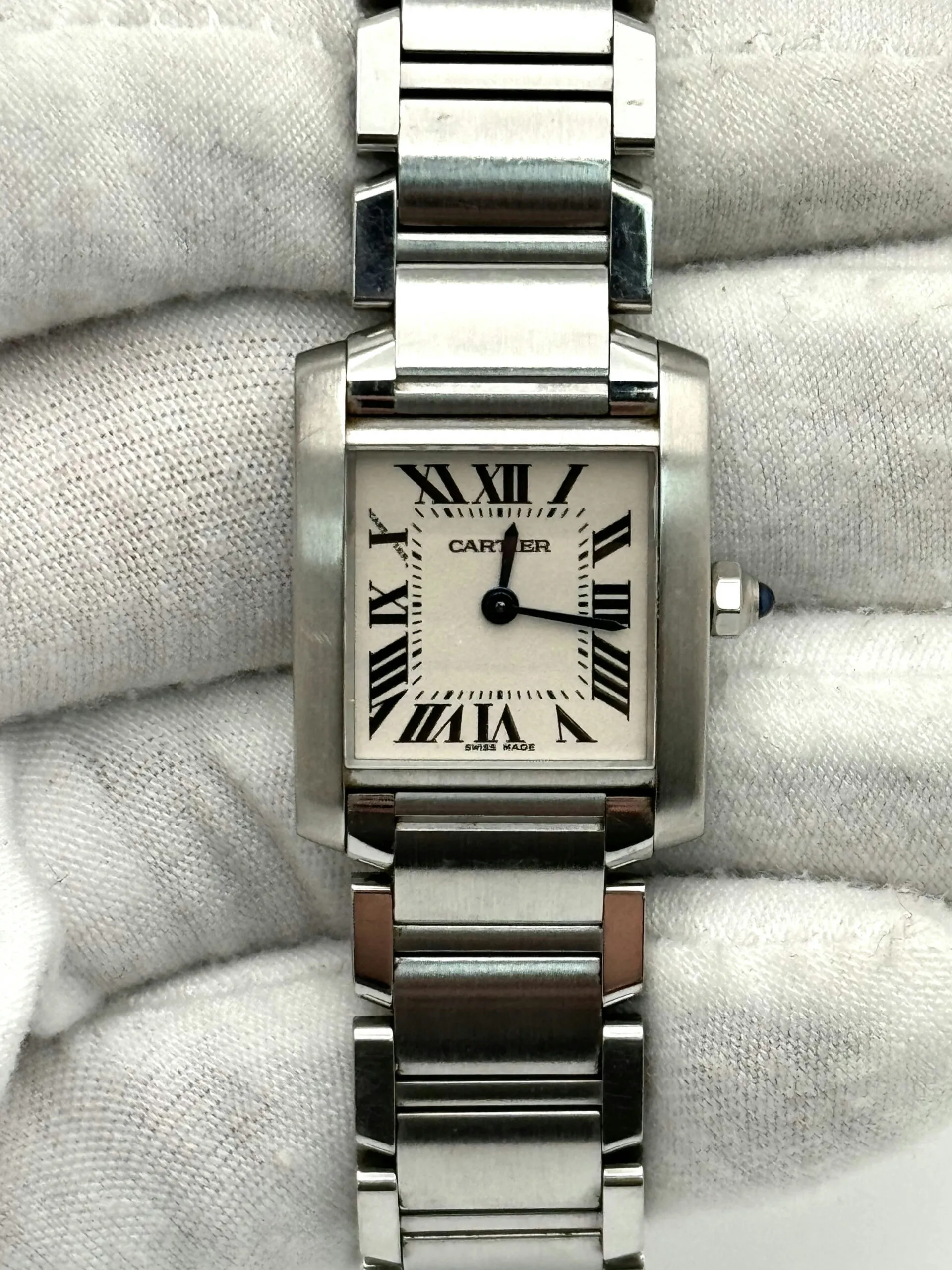 Cartier Tank Française W51008Q3 20mm Stainless steel White