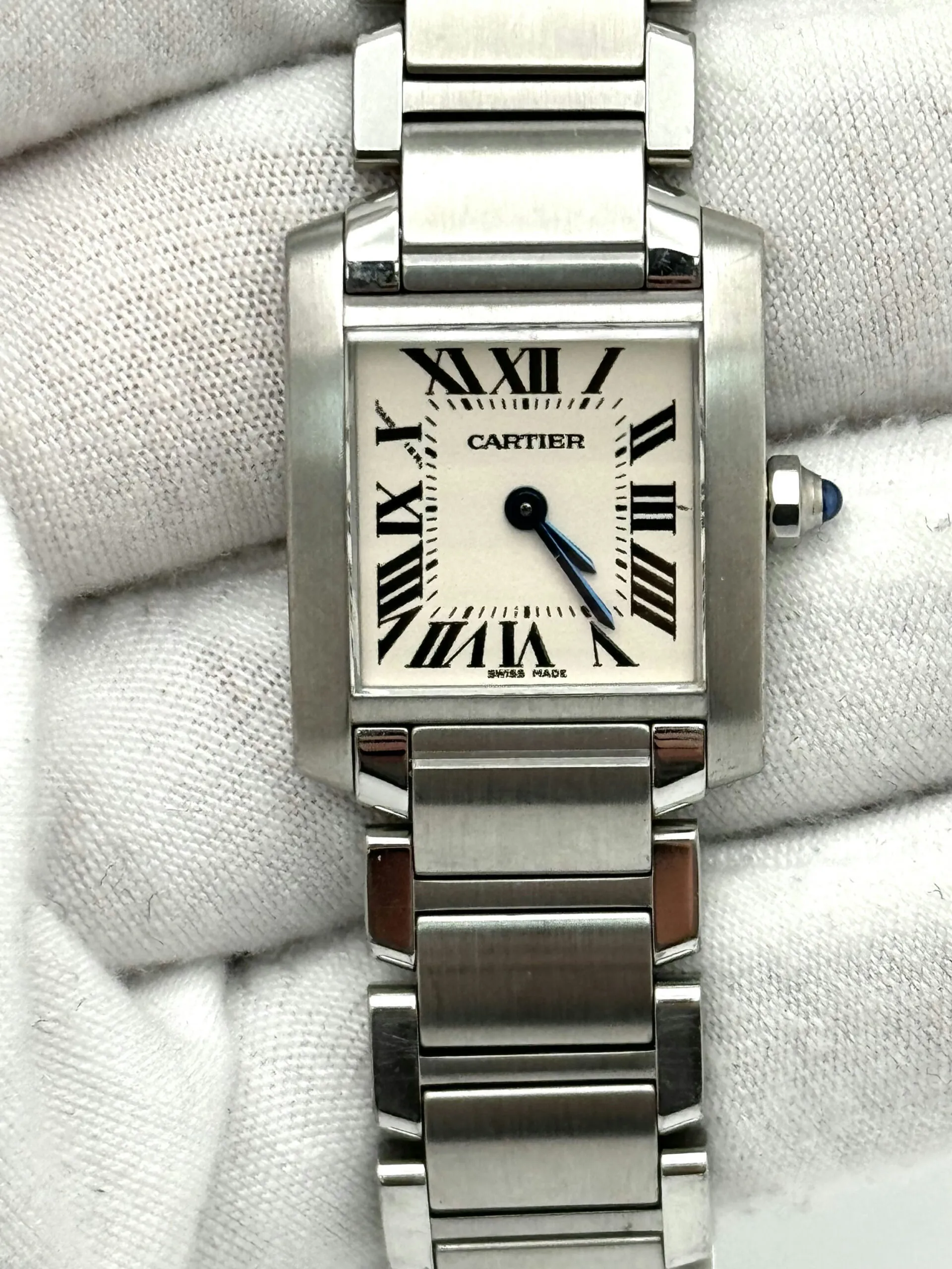 Cartier Tank Française W51008Q3 20mm Stainless steel White