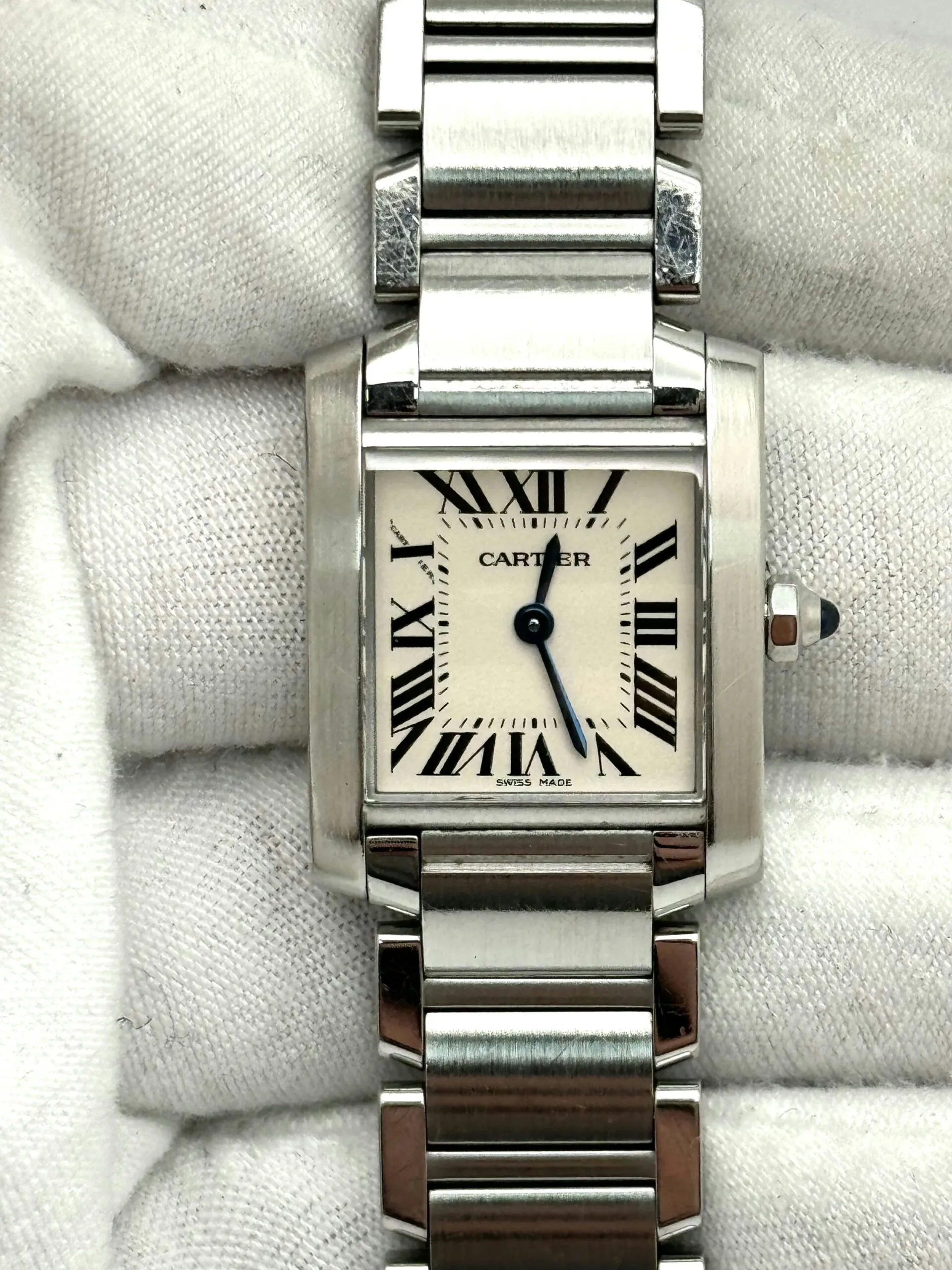 Cartier Tank Française W51008Q3 20mm Stainless steel White