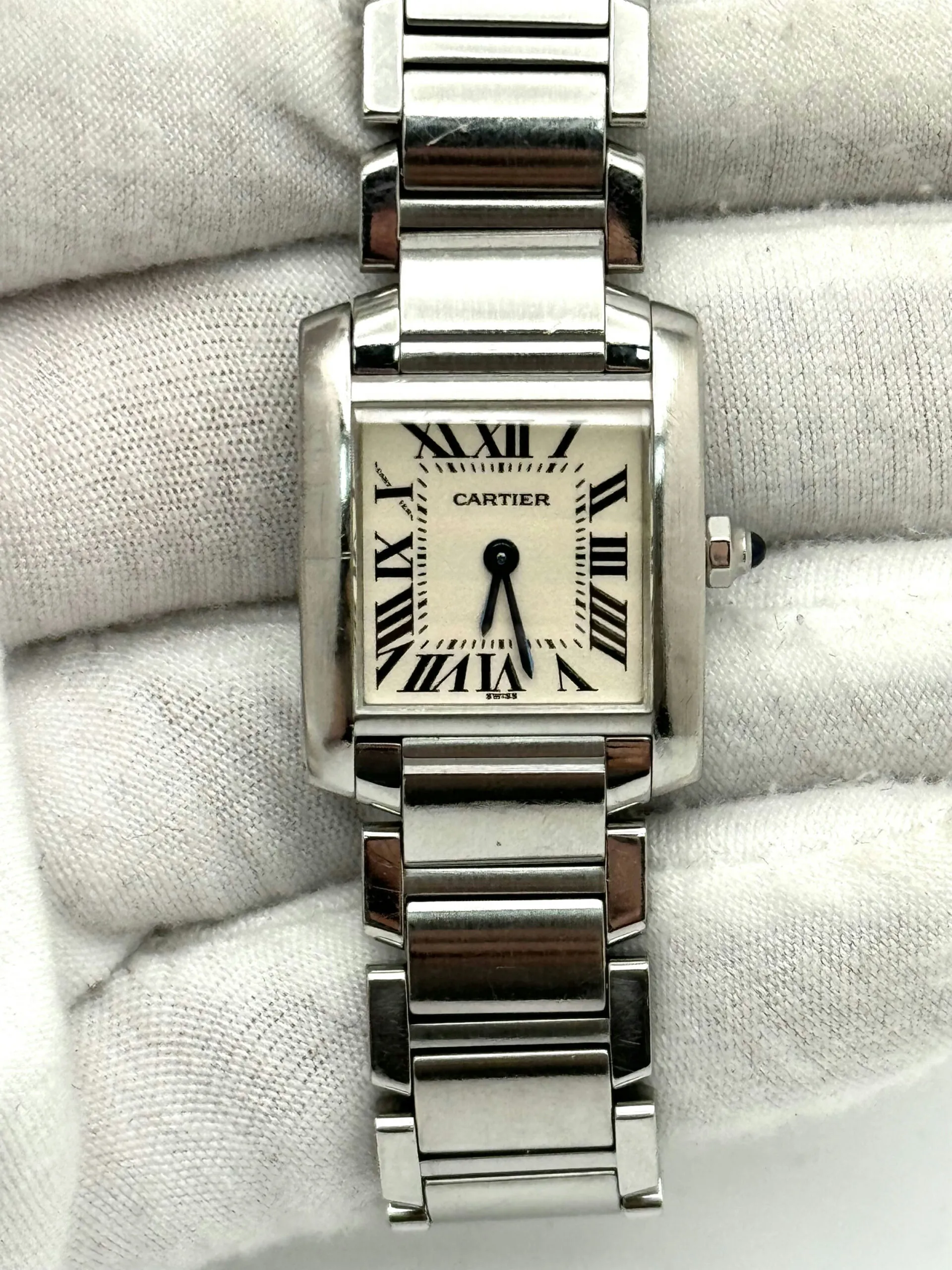 Cartier Tank Française W51008Q3 20mm Stainless steel White