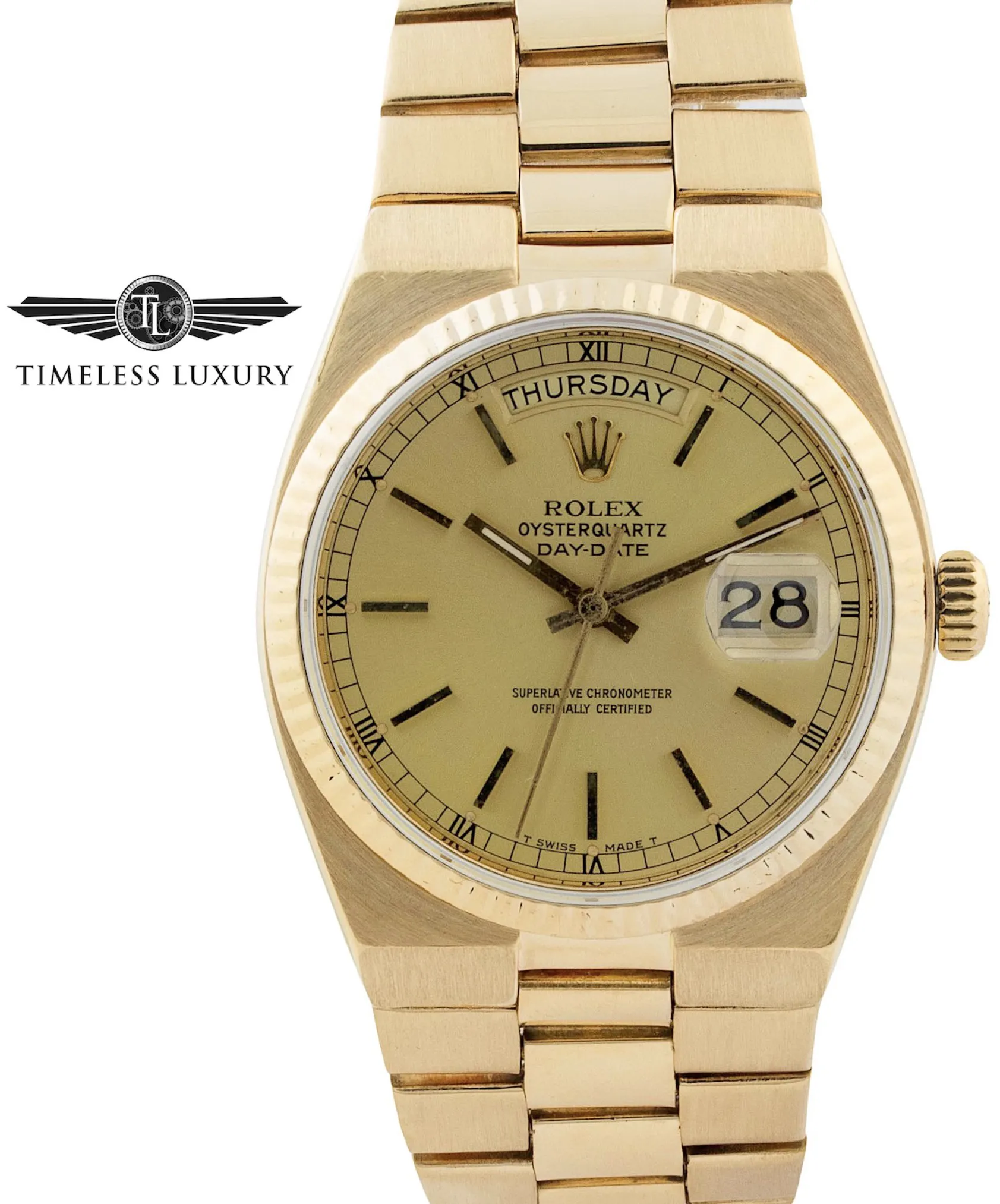 Rolex Day-Date Oysterquartz 19018 36mm Yellow gold Champagne