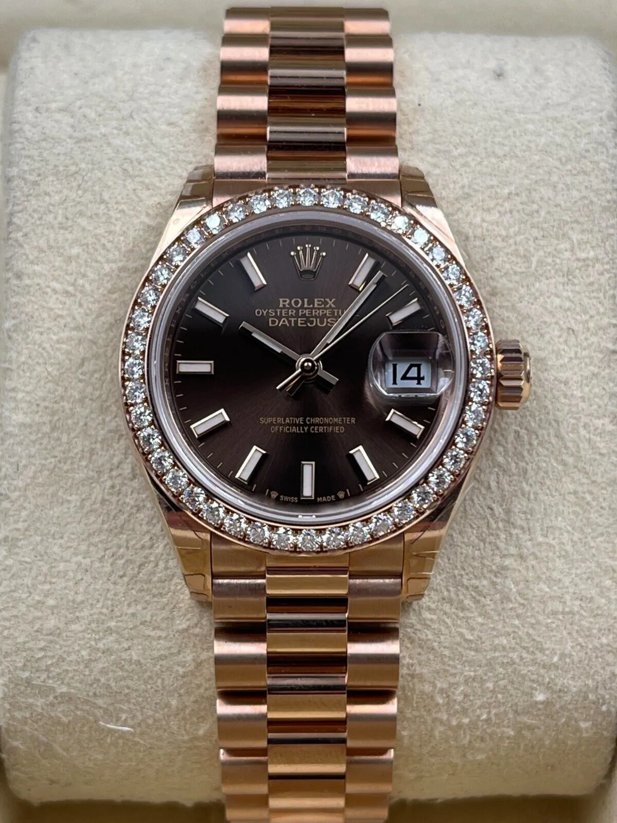 Rolex Lady-Datejust 279135RBR 28mm Rose gold Brown