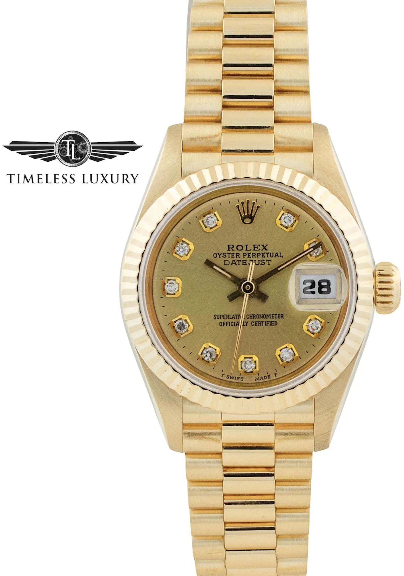 Rolex Lady-Datejust 69178 26mm Yellow gold Champagne