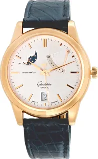 Glashütte Senator Moon Phase 39-44-03-11-04 18k yellow gold Silver