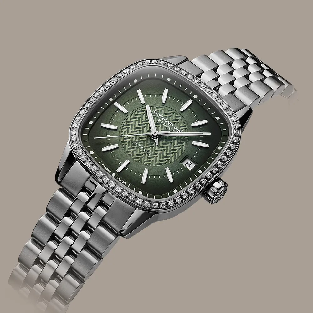 Raymond Weil Freelancer 2490-STS-52051. 34.5mm Stainless steel Green 2