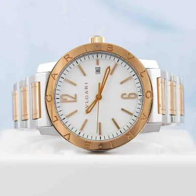 Bulgari Bvlgari Bvlgari BB 41 SPG 41mm Rose gold and Stainless steel White 4