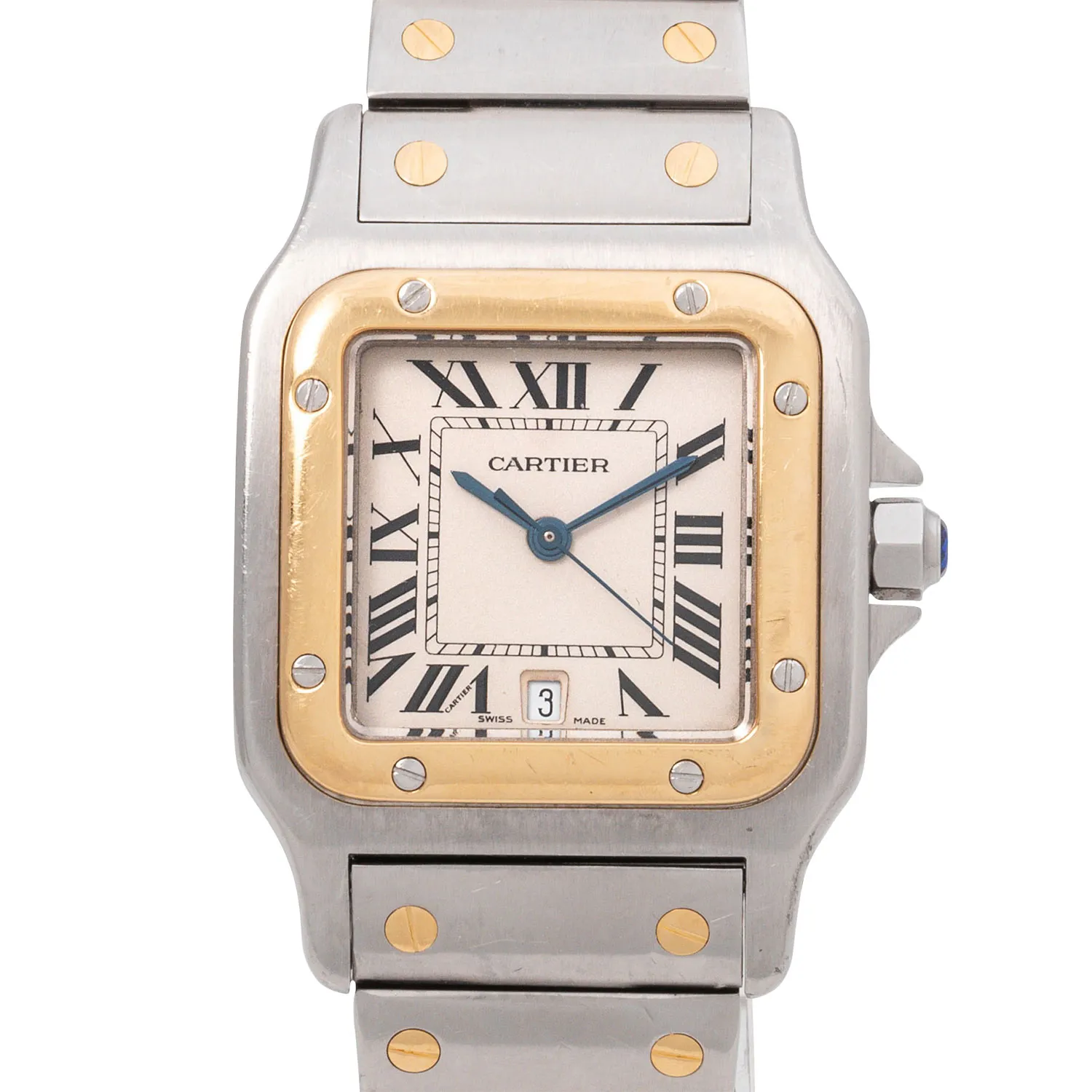 Cartier Santos Galbée 187901 29mm 18k yellow gold and stainless steel Cream