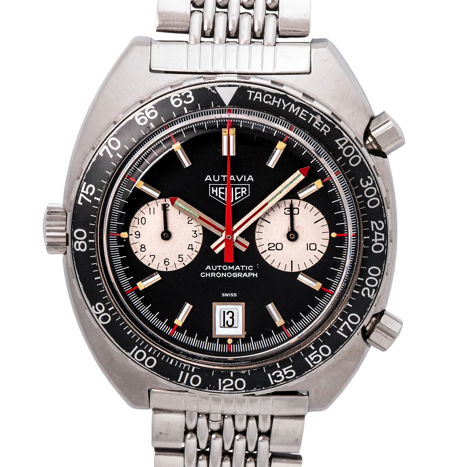 Heuer Autavia 1163 42.5mm Stainless steel Reverse Panda